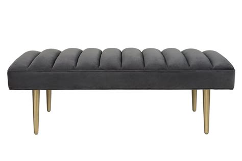 Grey Velvet Bench