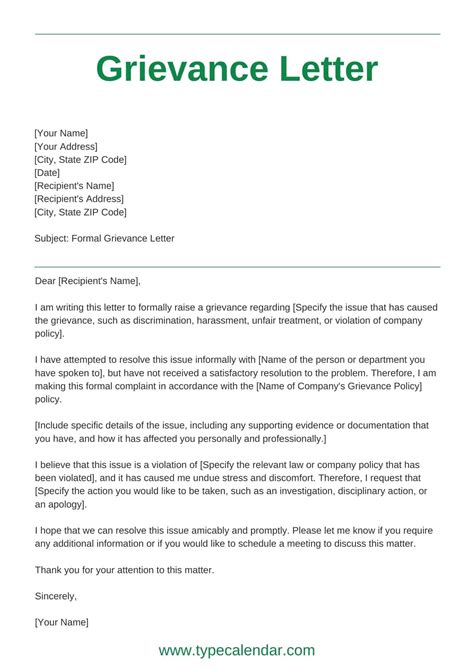 37 Editable Grievance Letters (Tips & Free Samples) ᐅ TemplateLab