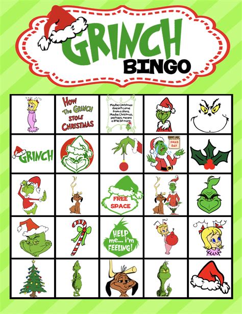 Grinch Bingo Cards Printable