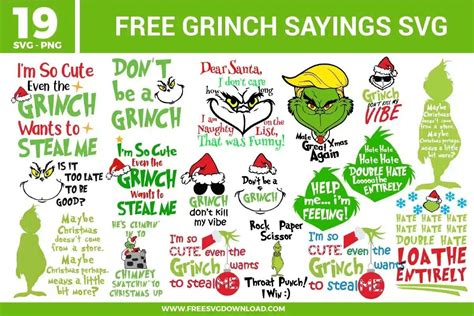 Trim Your Christmas Crafts with Cheerful Grooves: Get your hands on Grinch Quotes SVG Free!