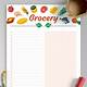 Grocery List Template Free Download