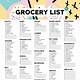 Grocery Shopping List Printable