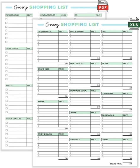 unique printable shopping lists templates xls xlsformat xlstemplates
