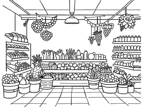 Grocery Store Coloring Page