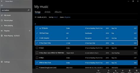 Groove Music Shortcuts