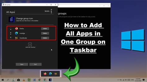 Group Taskbar Shortcuts on Windows 10