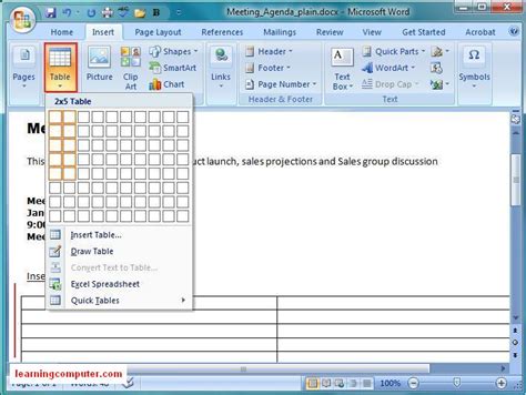 Groups of Insert Tab in MS Word