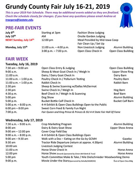 Grundy County Events Calendar