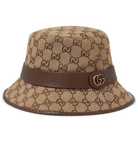Gucci Men's Beige Classic GG Logo Monogram Web Stribe Bucket Hat