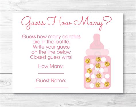 Baby Shower Printable Game Candy Bottle Guessing Game Sign Etsy