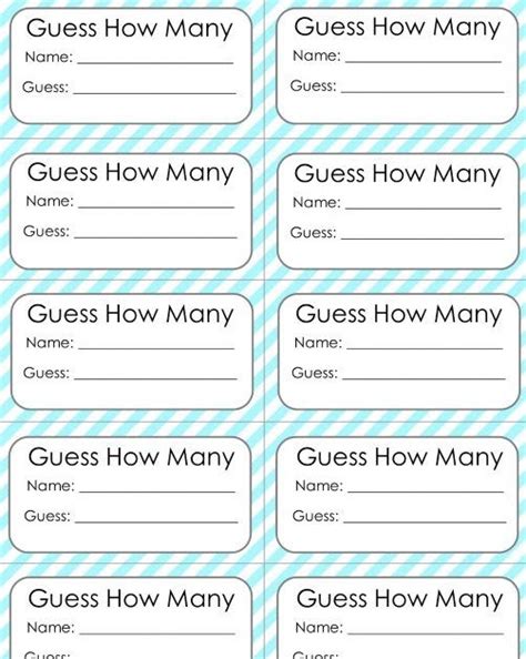Guess How Many Printable Template
