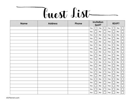 21+ Free Wedding Party Guest List Templates MS Office Documents