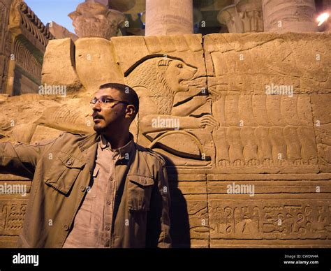 Guide explaining temple details