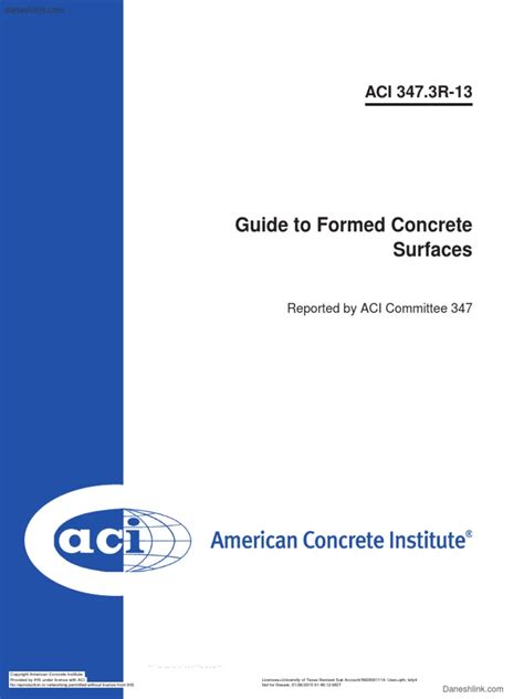 Guide to ACI 347.3R-13: Guide To Formed Concrete Surfaces
