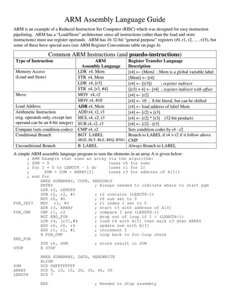 Guide to ARM 64-Bit Assembly Language