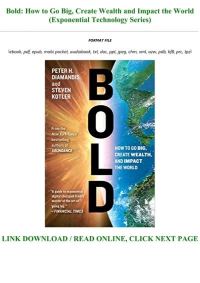 Guide to Bold: How To Go Big Create Wealth And Impact The World (Exponential Technology Series)