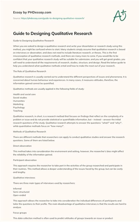 Guide to Designing Qualitative Research