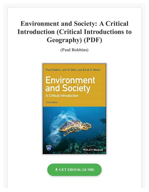 Guide to Environment And Society: A Critical Introduction (Critical Introductions To Geography)