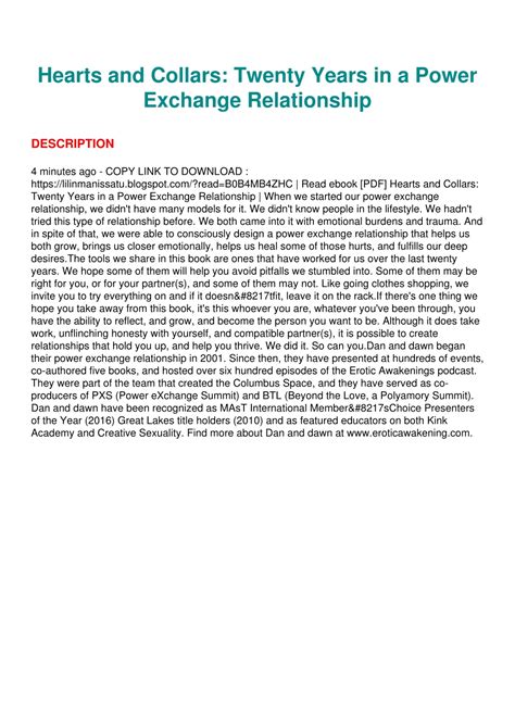 Guide to Hearts And Collars: Twenty Years In A Power Exchange Relationship