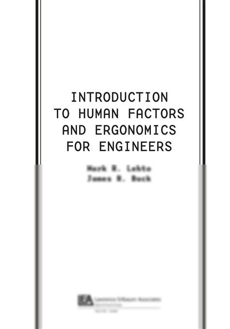 Guide to Introduction To Human Factors And Ergonomics For Engineers