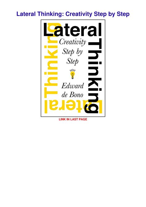 Guide to Lateral Thinking: Creativity Step By Step