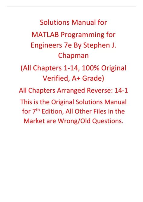 Guide to MATLAB Programming For Engineers