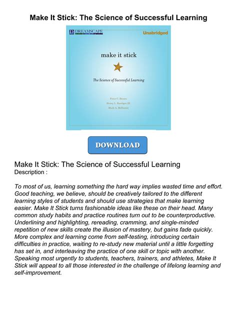 Guide to Make It Stick: The Science Of Successful Learning