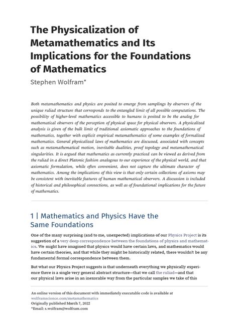 Guide to Metamathematics: Foundations & Physicalization