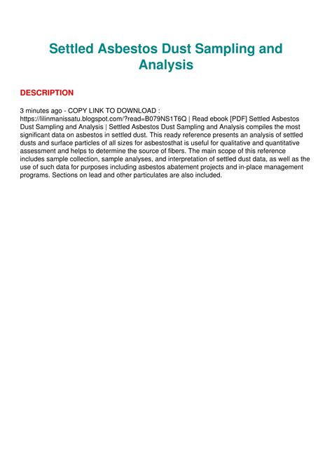 Guide to Settled Asbestos Dust Sampling And Analysis