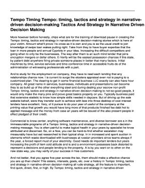 Guide to Tempo: Timing Tactics And Strategy In Narrative-driven Decision-making