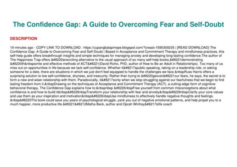 Guide to The Confidence Gap: A Guide To Overcoming Fear And Self-Doubt