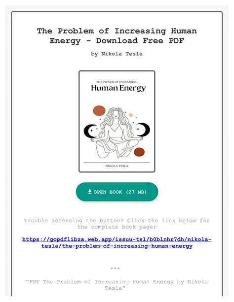 Guide to The Problem Of Increasing Human Energy