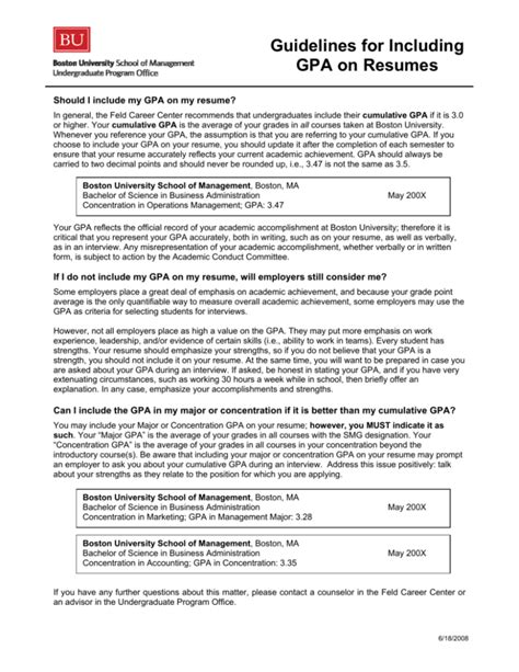 Guidelines For Including Gpa On Your Resume