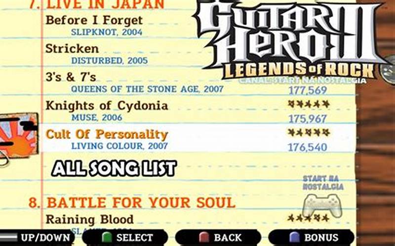 Guitar Hero 3 Xbox 360 Song List