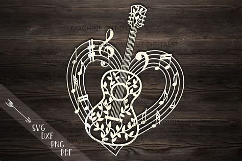Download Guitar Musical Heart Shape File Files Free PSD Mockups