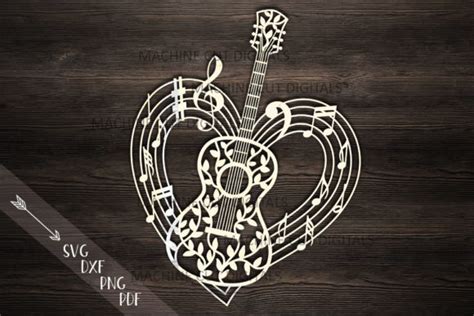 Download Guitar Musical Heart Shape File for Cricut Machine