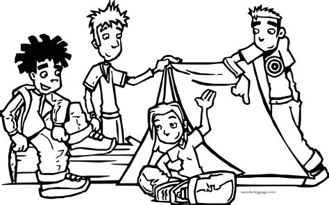 Gunfire Camping Kids Coloring Page