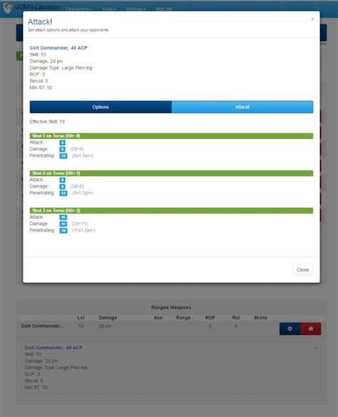 Gurps Damage Calculator