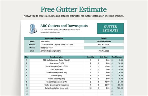 Gutter Estimate Template