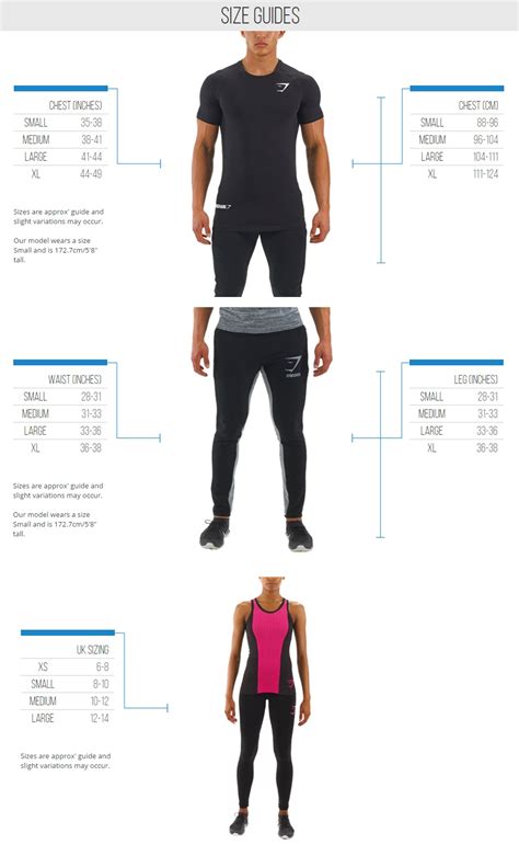 Gymshark Size Chart Overview
