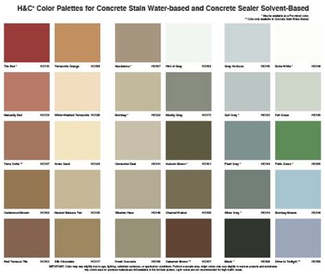 H C Concrete Stain Color Chart
