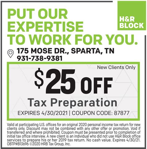 H R Block 25 Off Coupon Printable