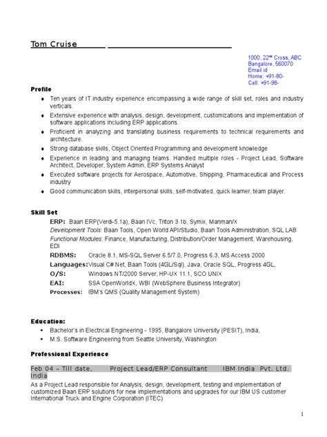 H1b Resume Sample