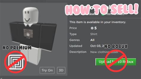 HOW TO SELL CLOTHING ON ROBLOX WITHOUT PREMIUM 