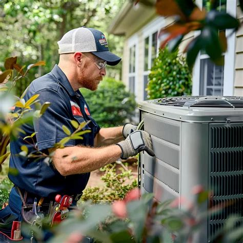 HVAC technician checking AC unit in Atlanta