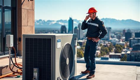 HVAC technician checking unit Denver
