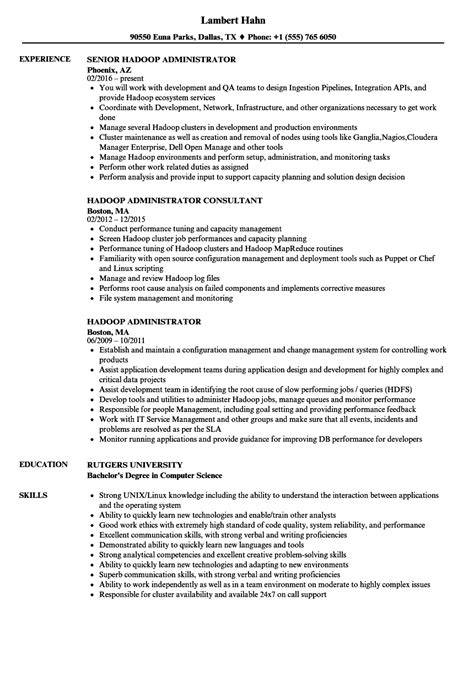 Hadoop Administrator Sample Resume