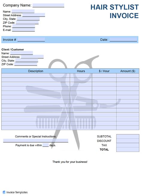 Hair Salon Receipt Template