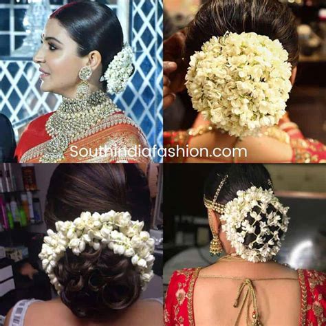 Hairstyle For Saree With Flowers