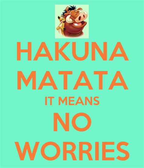 Hakuna Matata, it means no worries